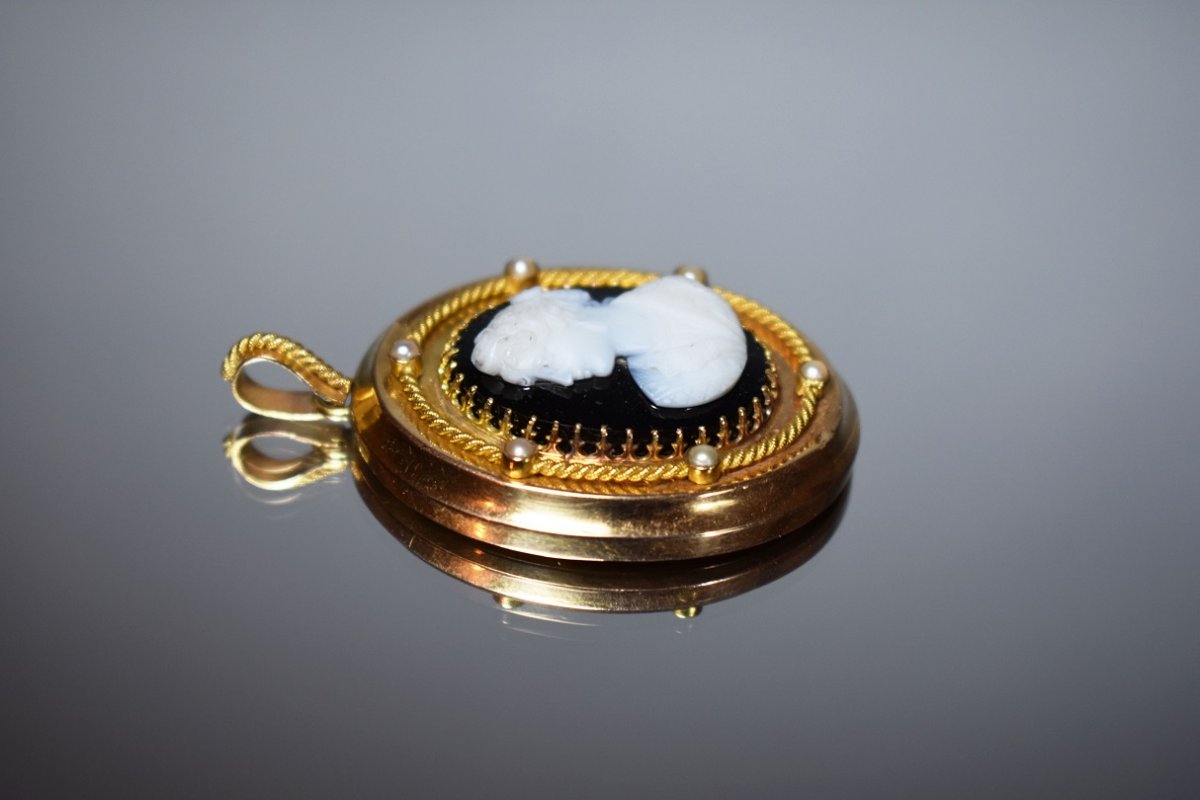 Pendentif Or Avec Camée Agate 19eme-photo-4