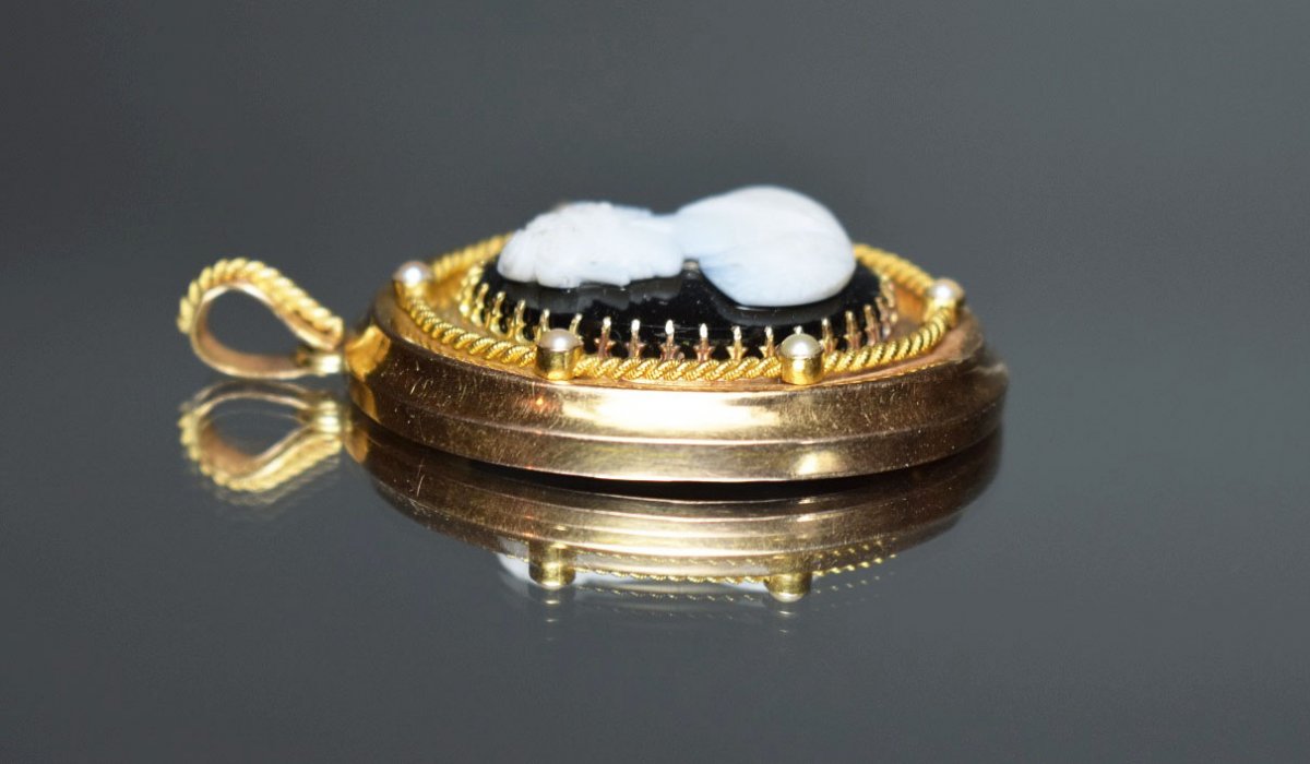 Pendentif Or Avec Camée Agate 19eme-photo-5