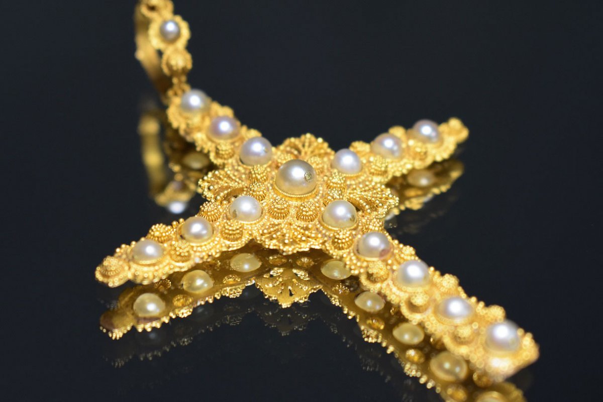 Large Cross In Gold And Pearls-photo-5