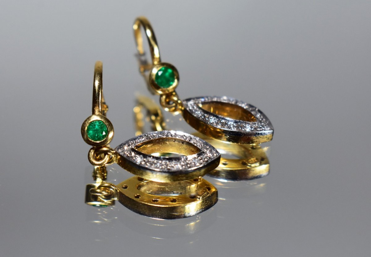 Boucles d'Oreilles  Or Emeraude Diamants-photo-5