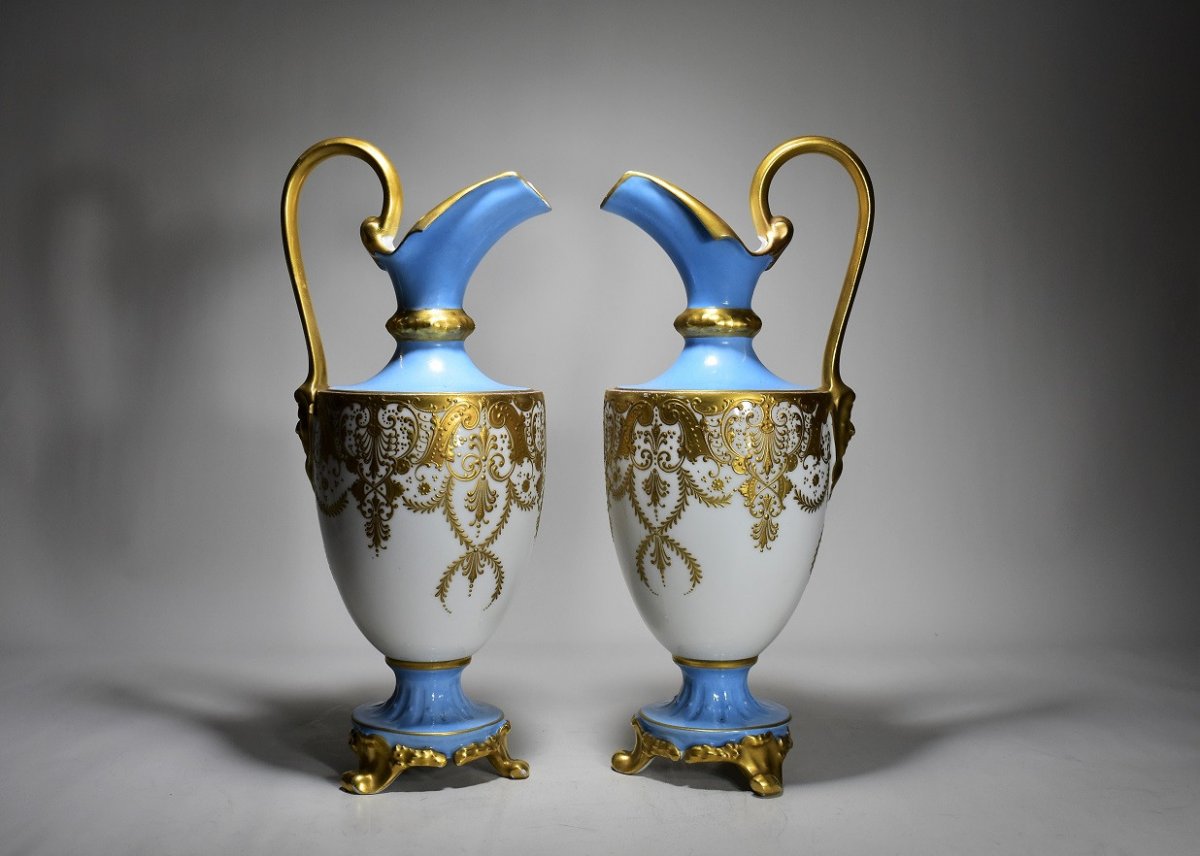 Paire d'Aiguières En Porcelaine De Limoges.Sazerat-photo-2