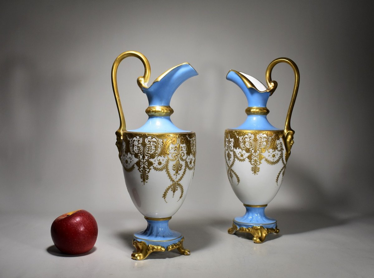 Paire d'Aiguières En Porcelaine De Limoges.Sazerat-photo-3