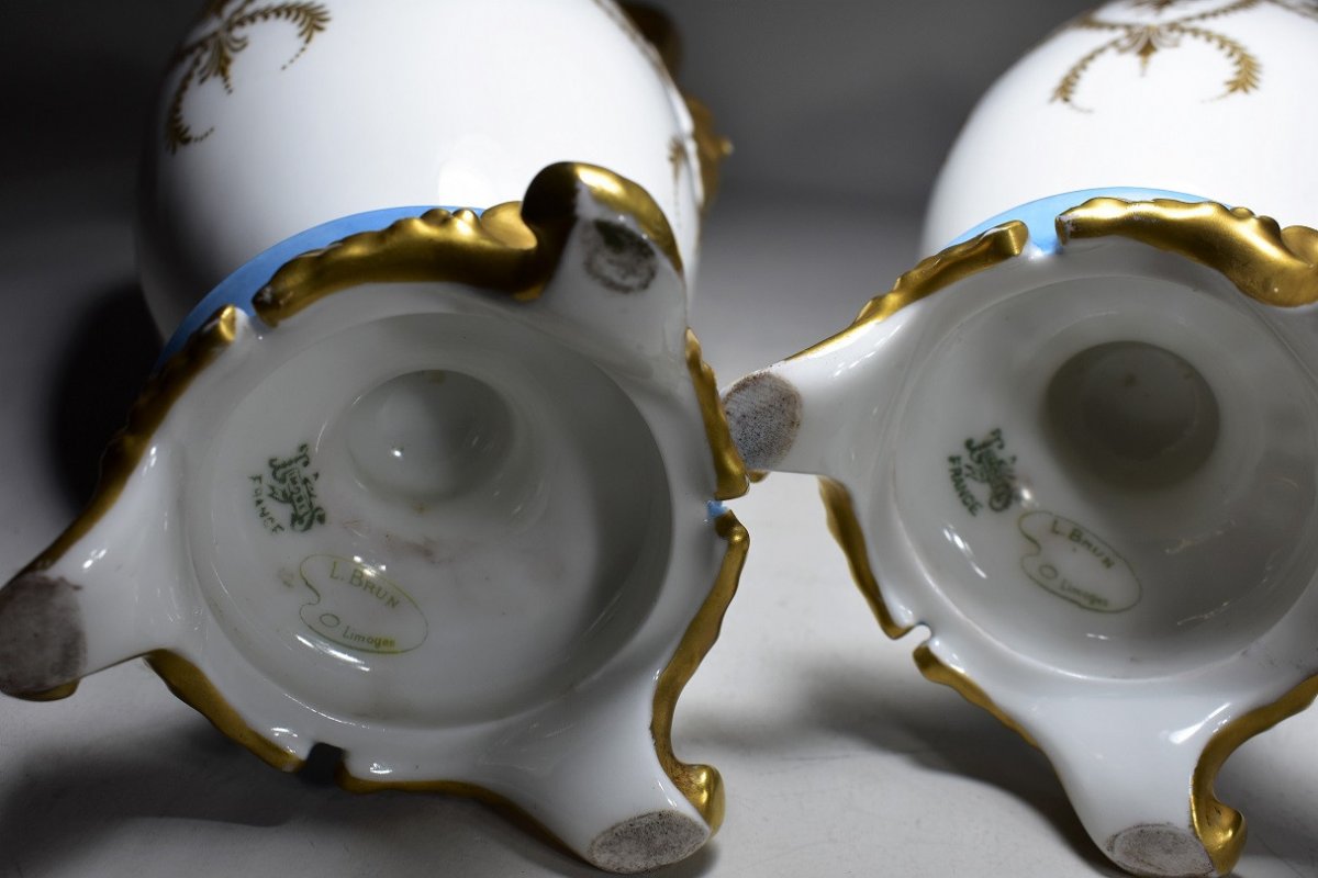 Paire d'Aiguières En Porcelaine De Limoges.Sazerat-photo-8