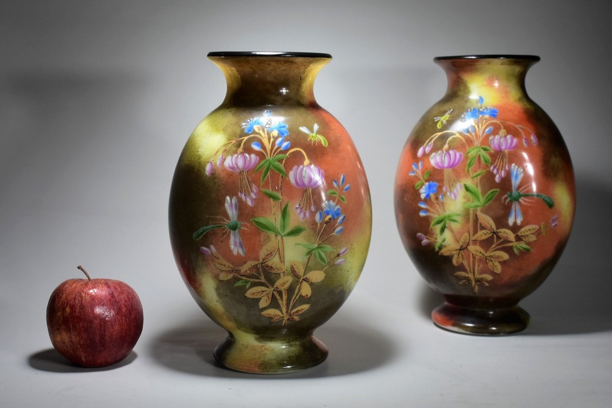Proantic: Pair Of Saint-louis Opaline Vases