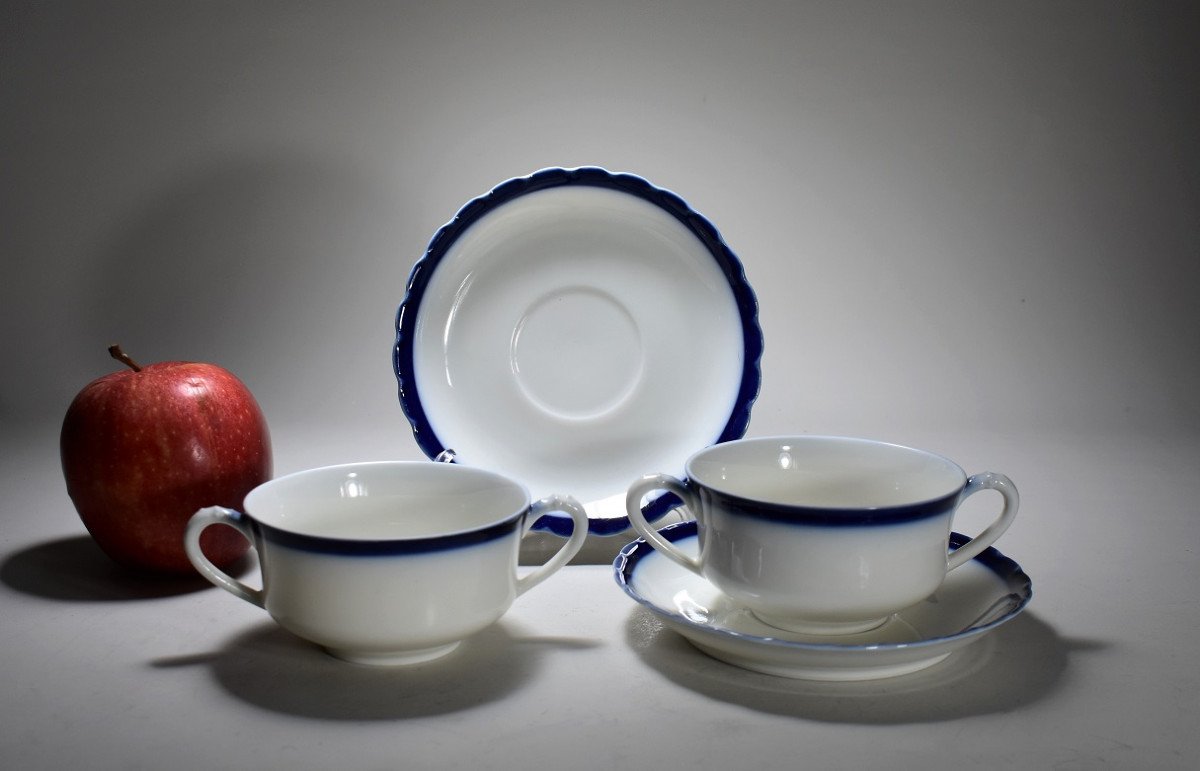 Pair Of Cups With Two Handles In Limoges.haviland Porcelain-photo-3