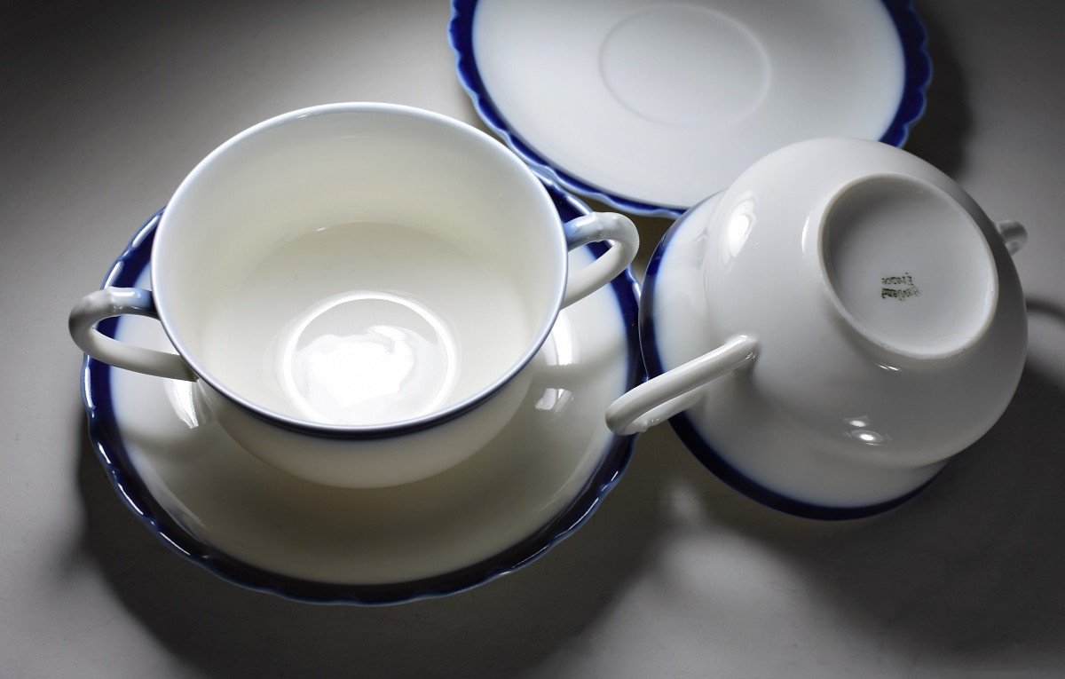 Pair Of Cups With Two Handles In Limoges.haviland Porcelain-photo-4