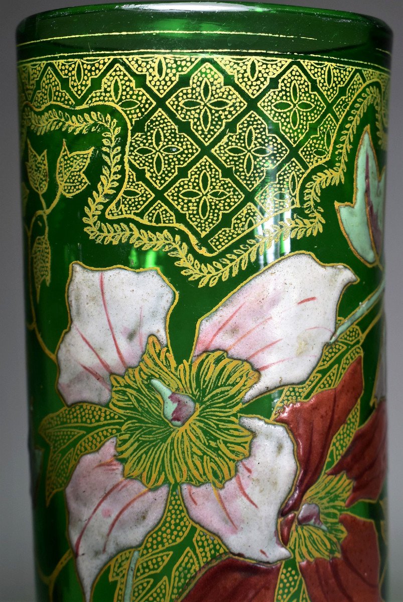 Enamelled Glass Vase, Legras-montjoye Saint-denis, 1900-photo-1