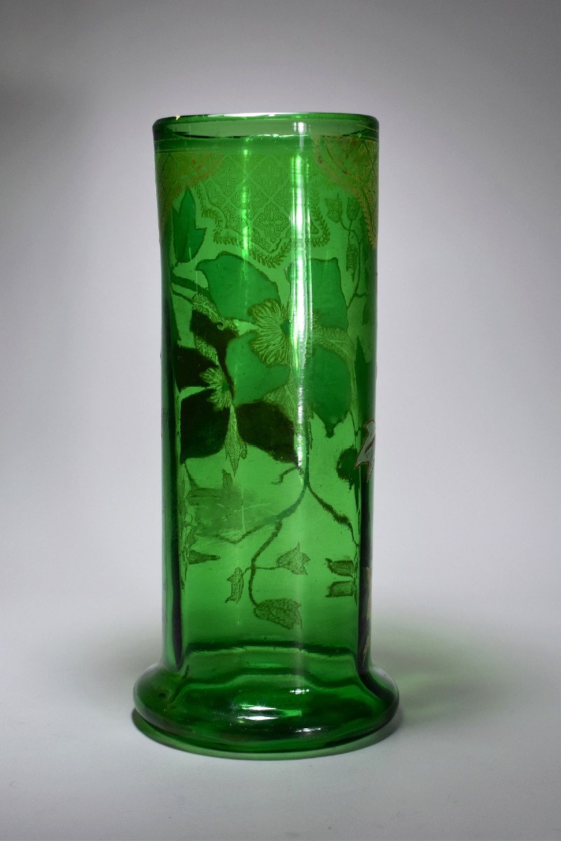 Enamelled Glass Vase, Legras-montjoye Saint-denis, 1900-photo-2