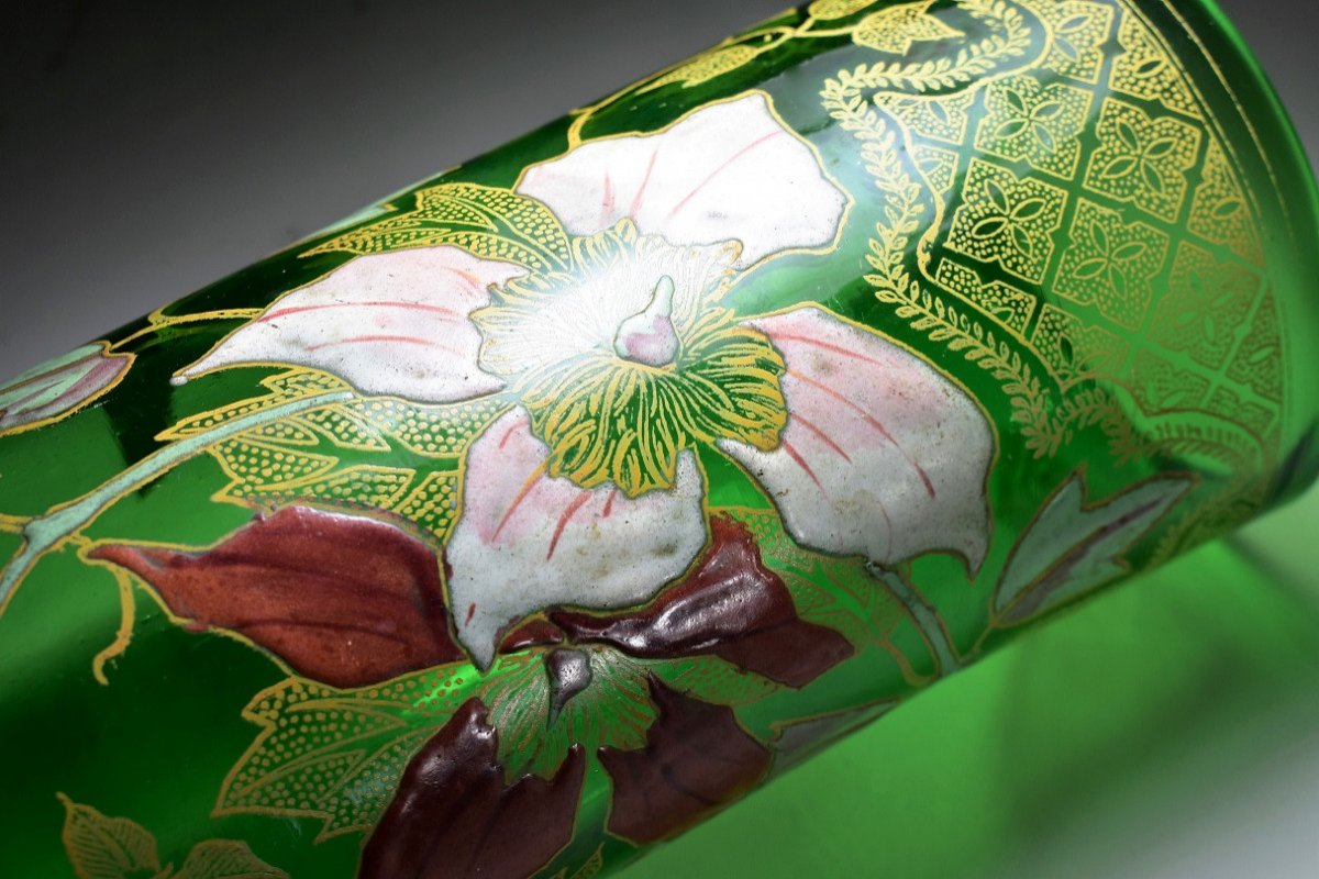 Vase En Verre émaillé, Legras-montjoye Saint- Denis, 1900-photo-3