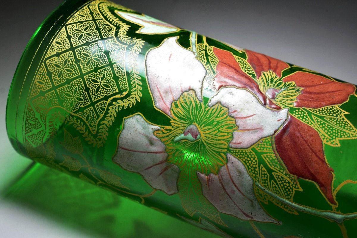 Enamelled Glass Vase, Legras-montjoye Saint-denis, 1900-photo-4