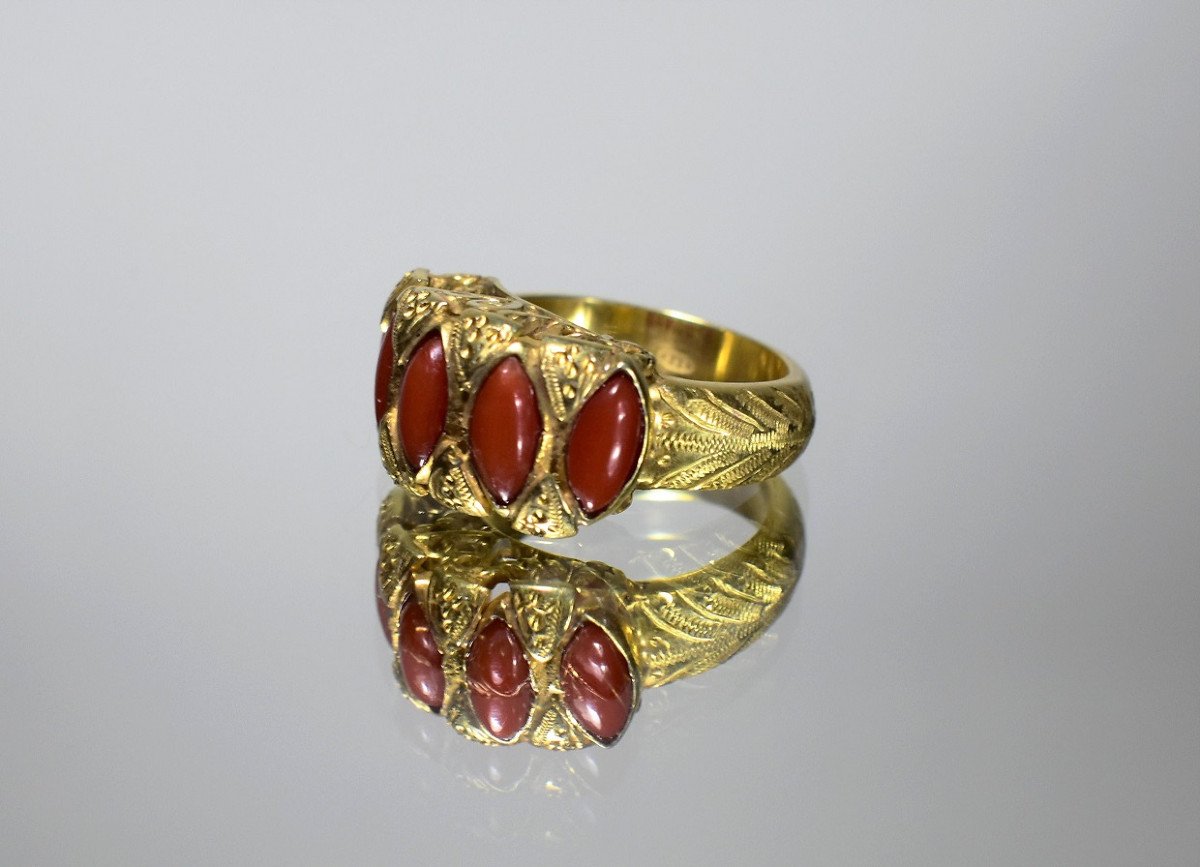 Golden Silver And Coral Ring-photo-3