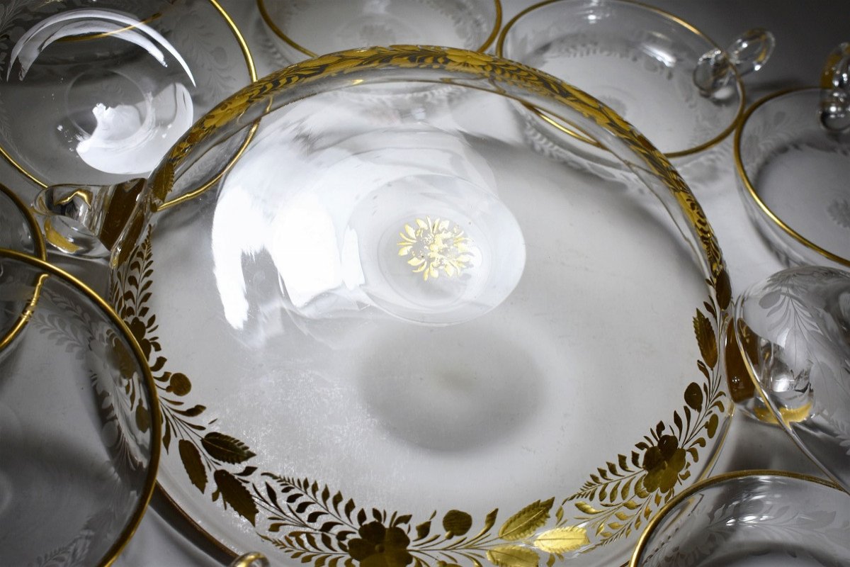 Service à Glace En Cristal Doré-photo-8