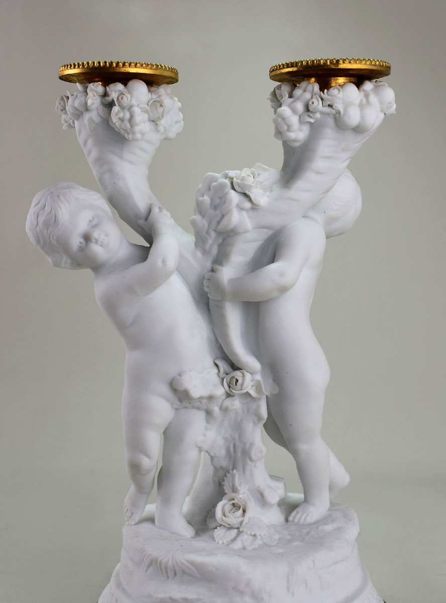 Candlestick In Sèvres Porcelain Biscuit. XIXth-photo-3