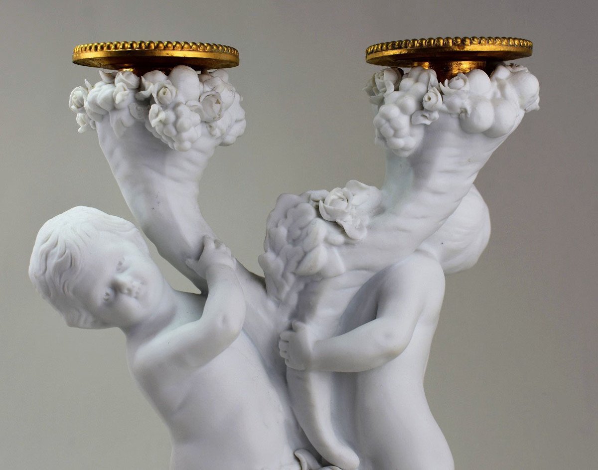 Candlestick In Sèvres Porcelain Biscuit. XIXth-photo-1