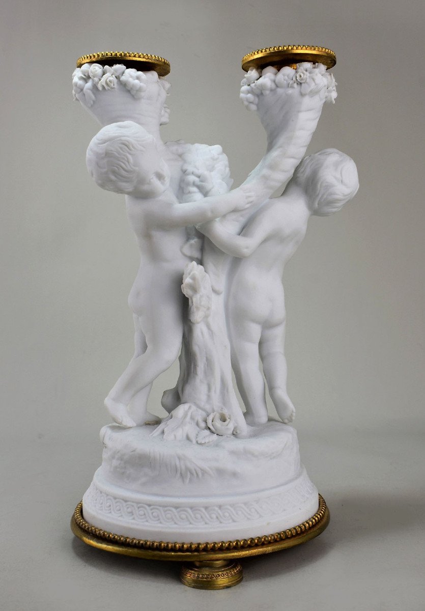 Candlestick In Sèvres Porcelain Biscuit. XIXth-photo-3