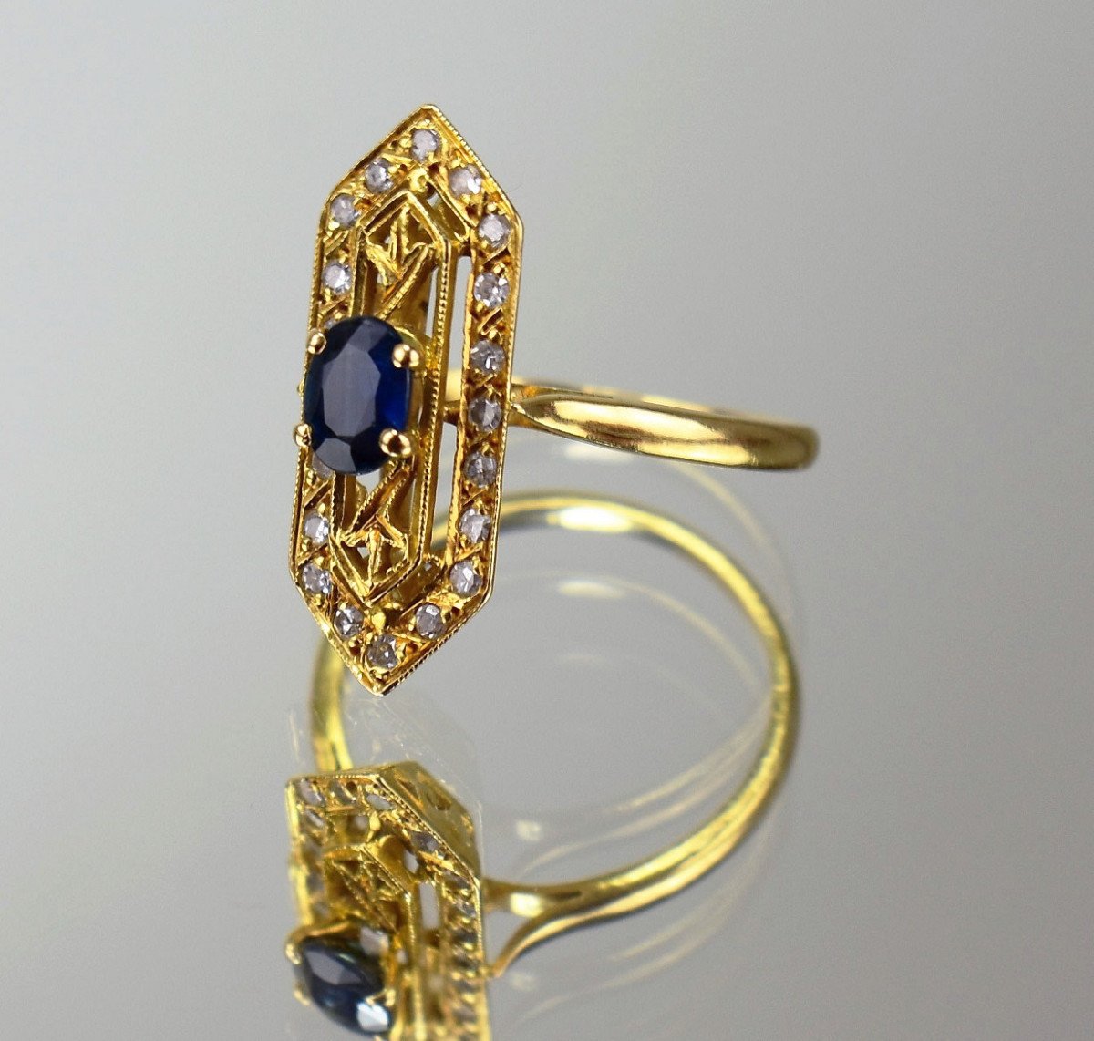 Bague En Or Avec  Saphire Et Diamants-photo-1