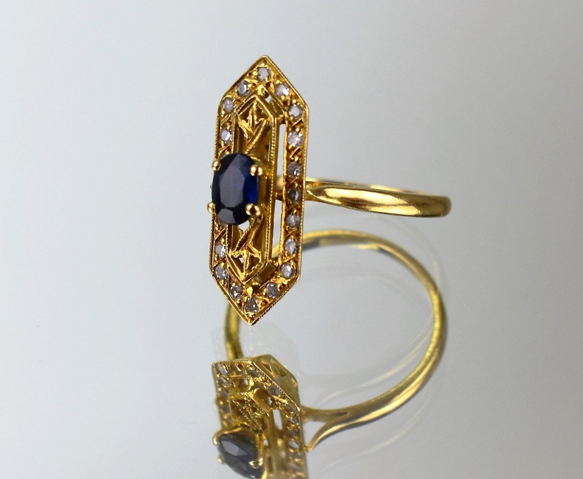 Bague En Or Avec  Saphire Et Diamants-photo-2