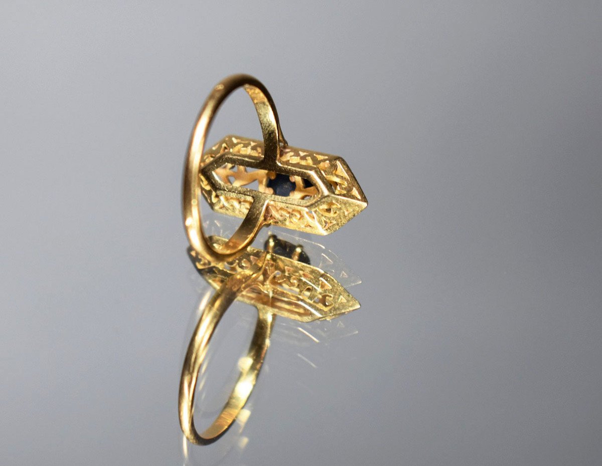 Bague En Or Avec  Saphire Et Diamants-photo-4