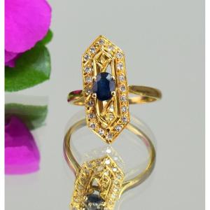 Gold Ring With Sapphire And Diamonds