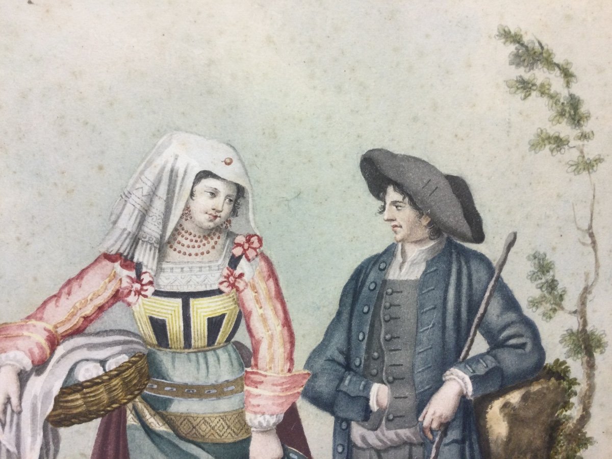Gouaches. Neapolitan Costumes. 19th