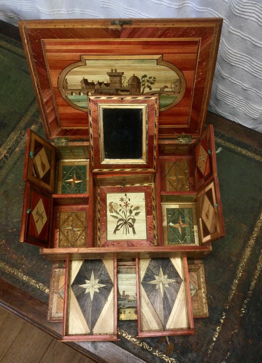 Straw Marquetry Box, Early 19th Century-photo-3