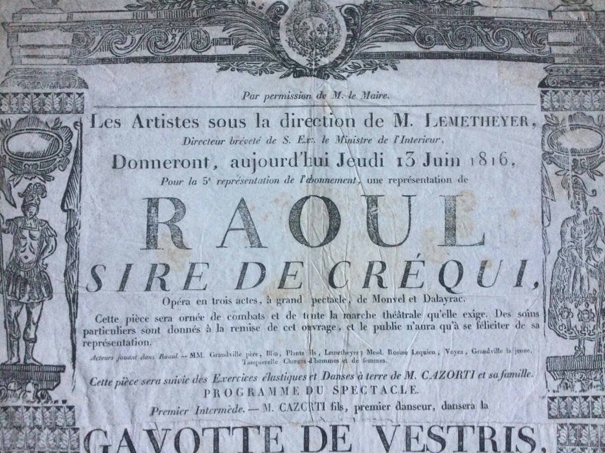 Affiche De Théâtre, Calais, 1816.-photo-2