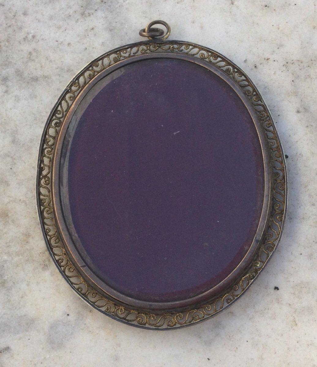 Silhouette In Oval Medallion, Early 19th Century-photo-3