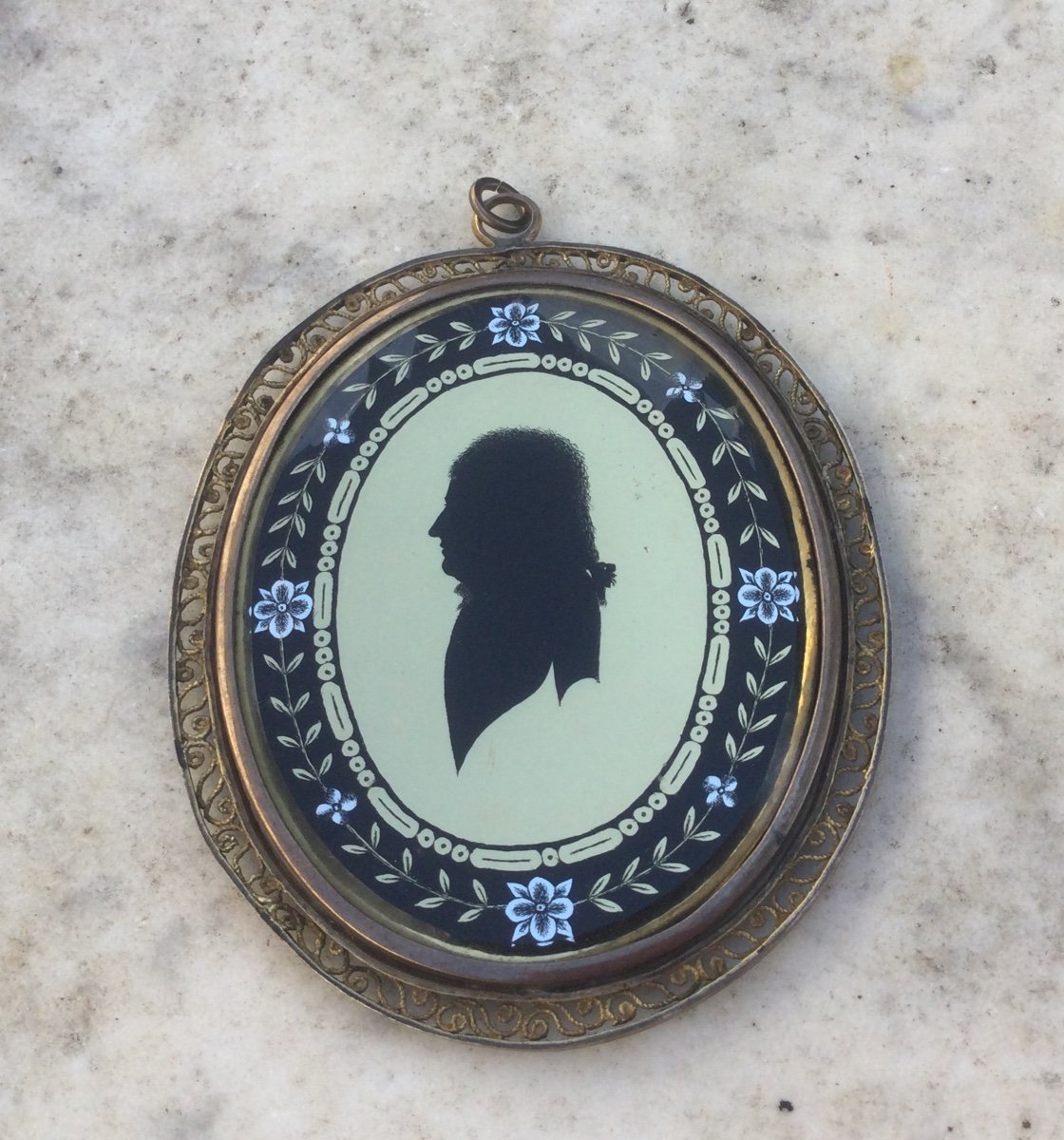 Silhouette In Oval Medallion, Early 19th Century