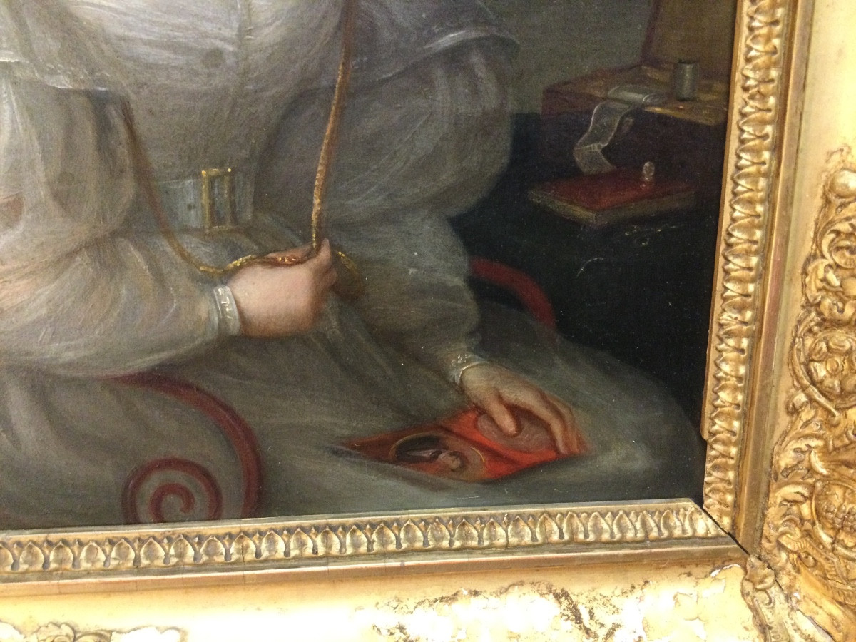 Portrait Romantique, huile sur carton toilé, vers 1830.-photo-4