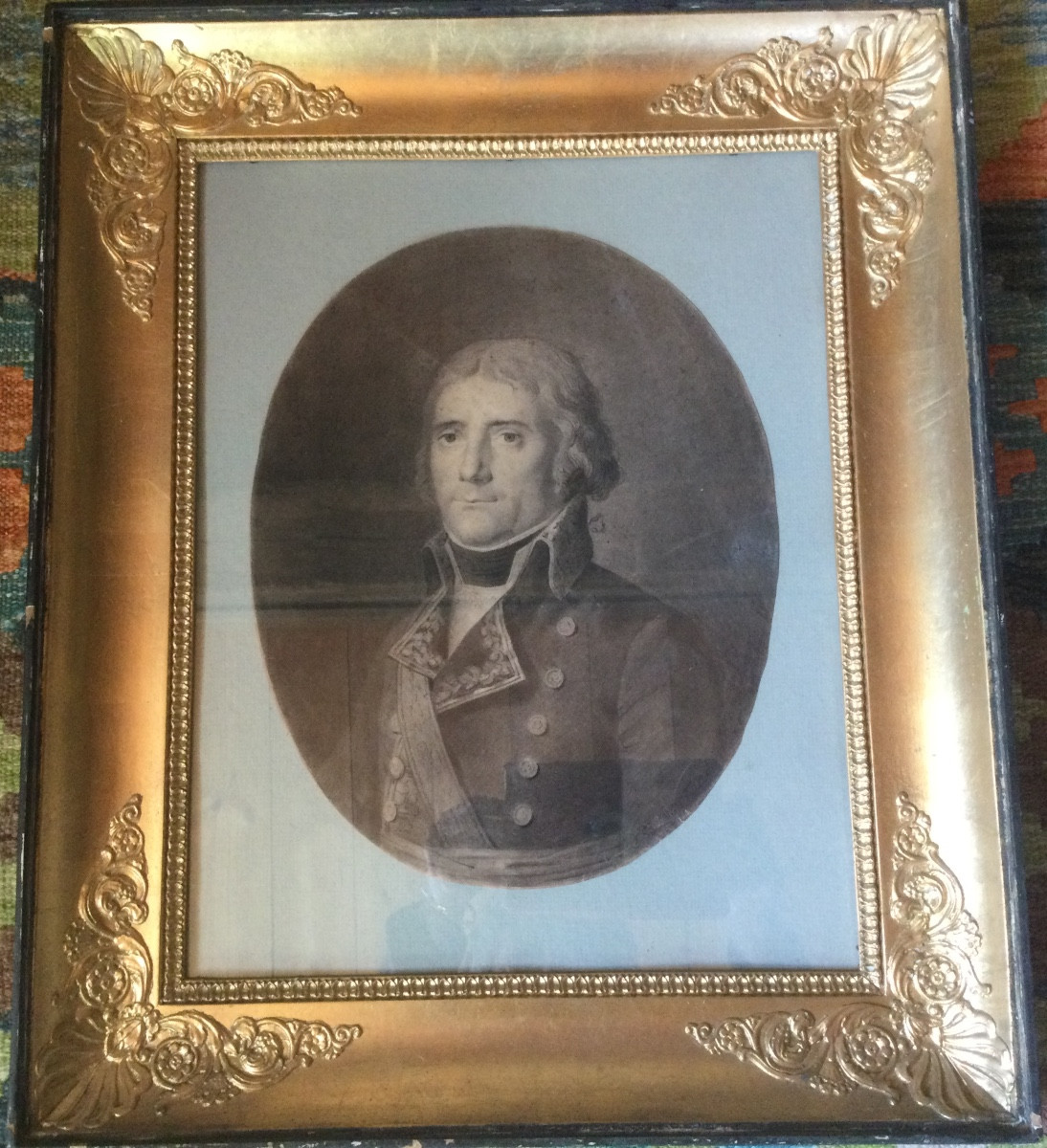 portait au fusain d'un officier d'empire, 19ème siècle