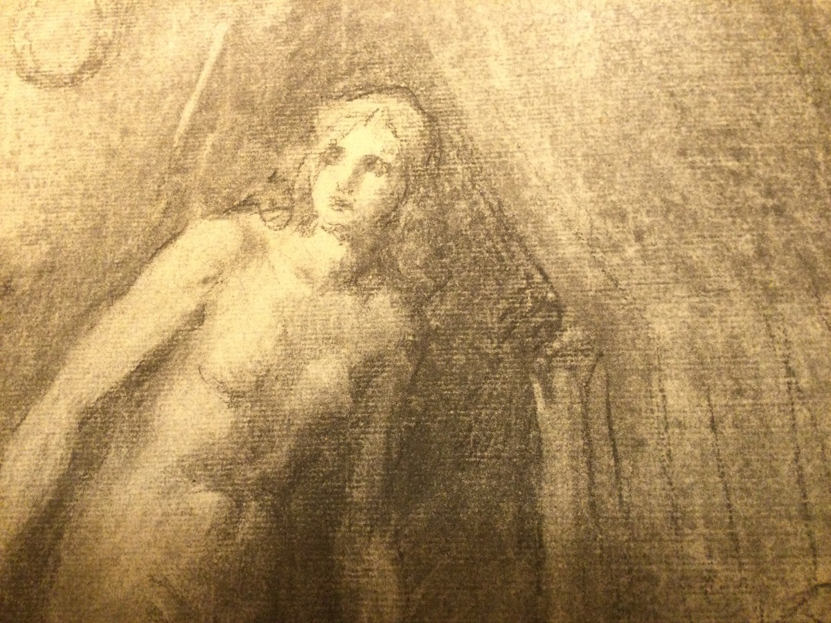 Dessin au Fusain, Vergeaud, 19ème siècle-photo-3