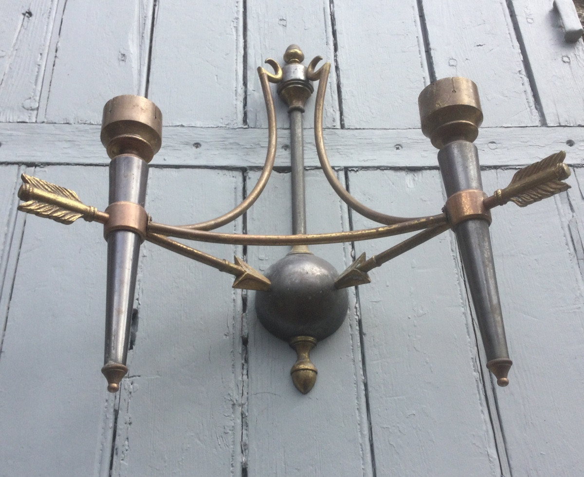 Paire d'appliques de style directoire, mid 20ème siècle.-photo-1