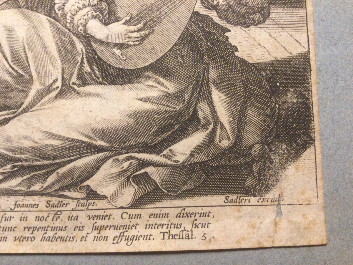 Scène de banquet d’après Marteen de Vos,  gravée par Johannes Sandler, 16 ème siècle-photo-2
