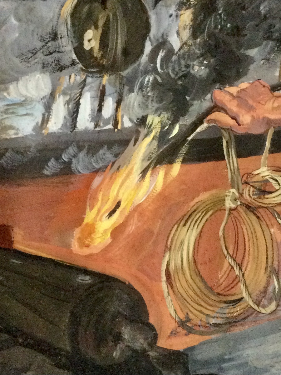 Surcouf au Combat, gouache, Marine, Signée  Dan Lallier, 1954.-photo-4