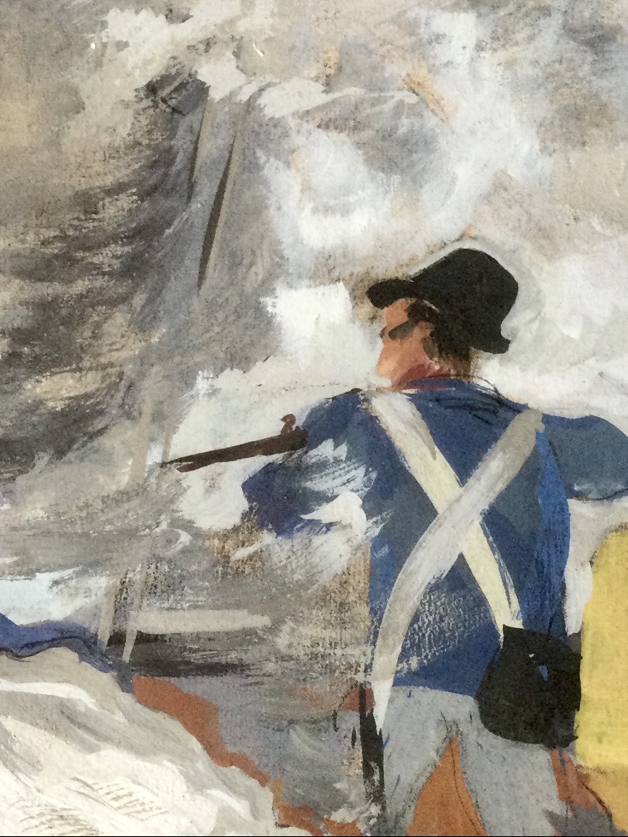 Surcouf au Combat, gouache, Marine, Signée  Dan Lallier, 1954.-photo-2