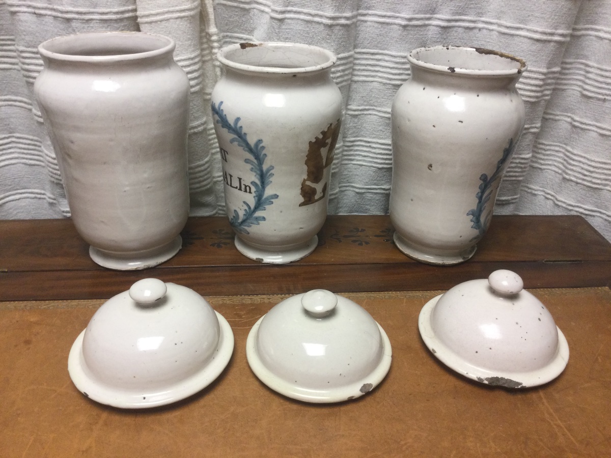 Pharmacy Jars, Earthenware, 18th Century.-photo-2