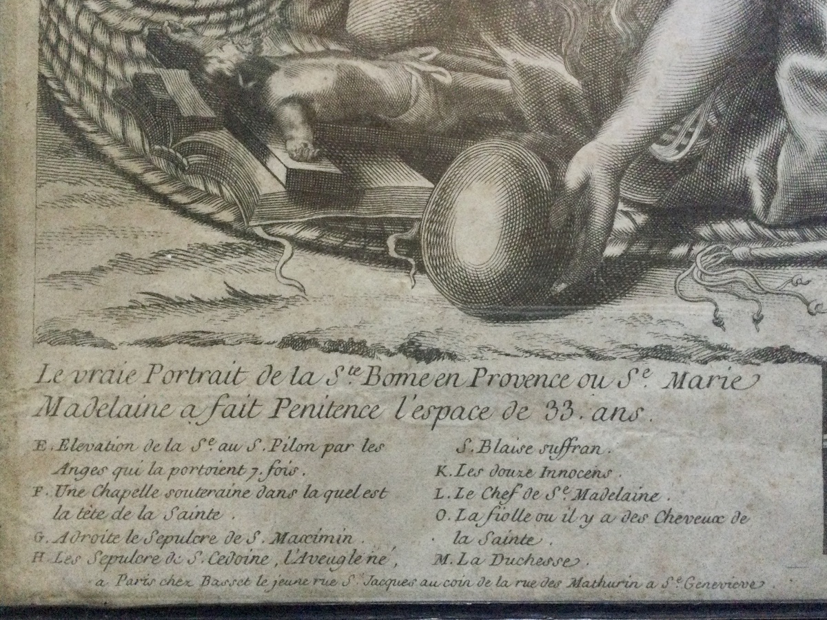 Gravure  populaire de Marie Madeleine, chez Basset à Paris. 18ème siècle.-photo-1