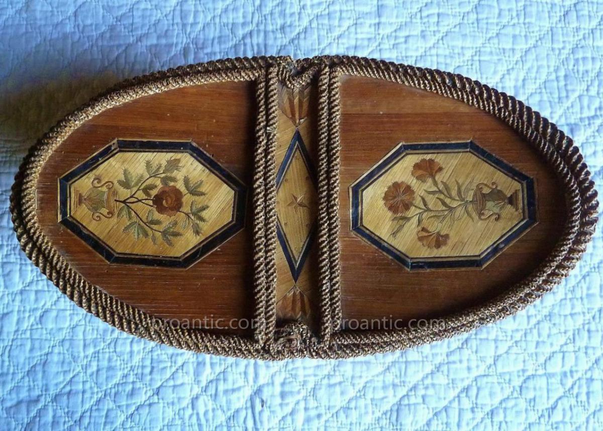 Basket, Marquetry Of Straw, 19th.-photo-2