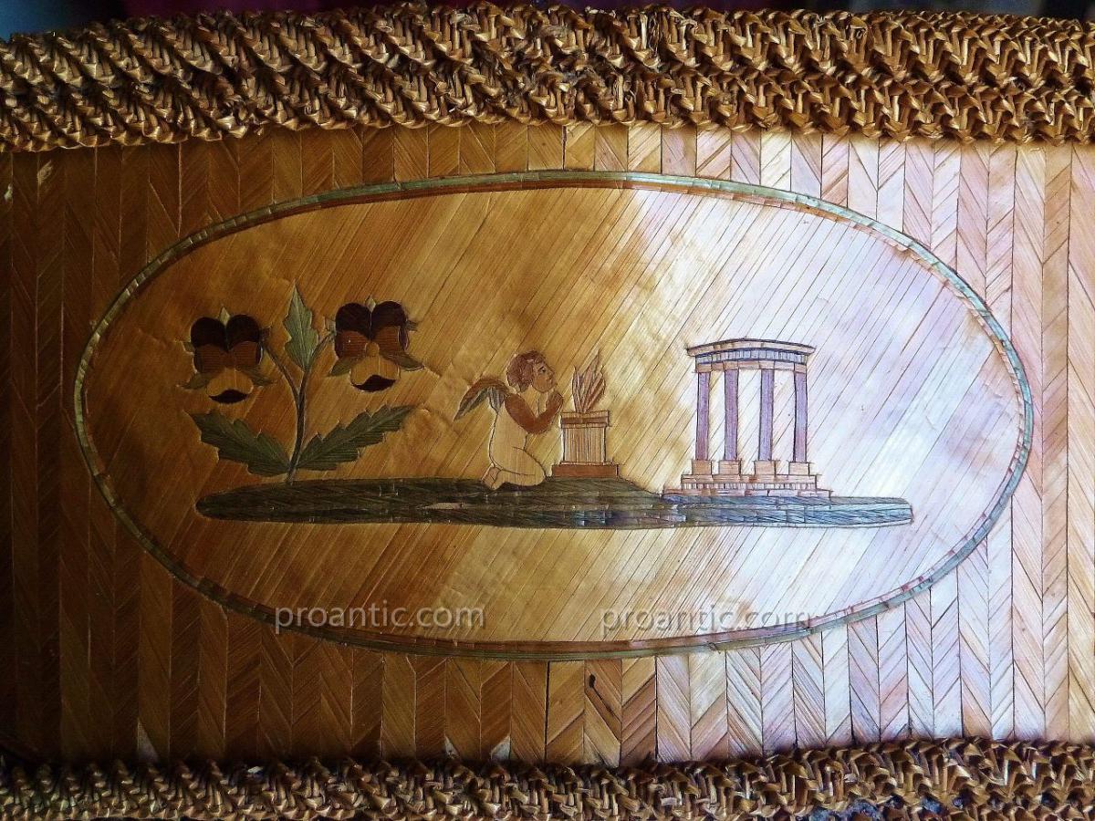 Basket, Marquetry Of Straw, 19th.-photo-1