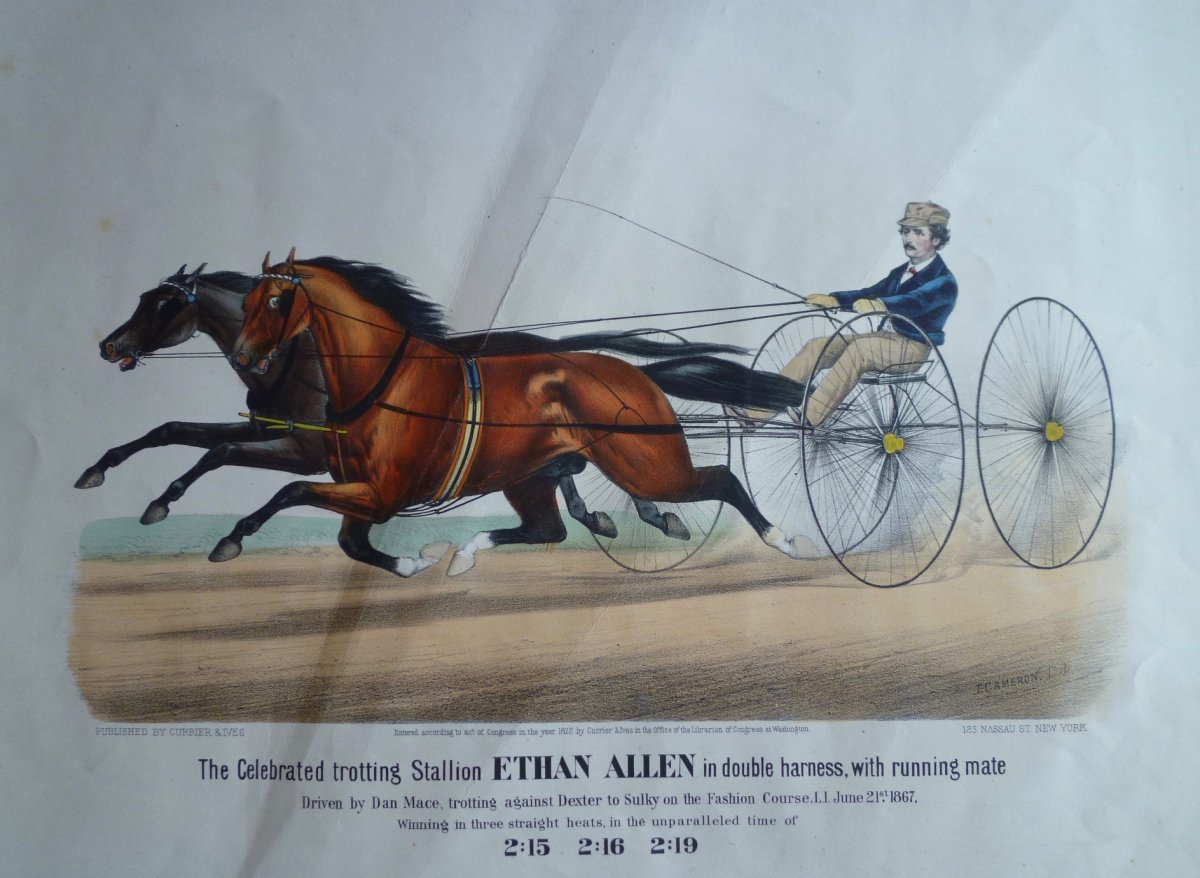 Currier And Ives, Equestrian Lithograph, Ethan Allen, 19th.-photo-2