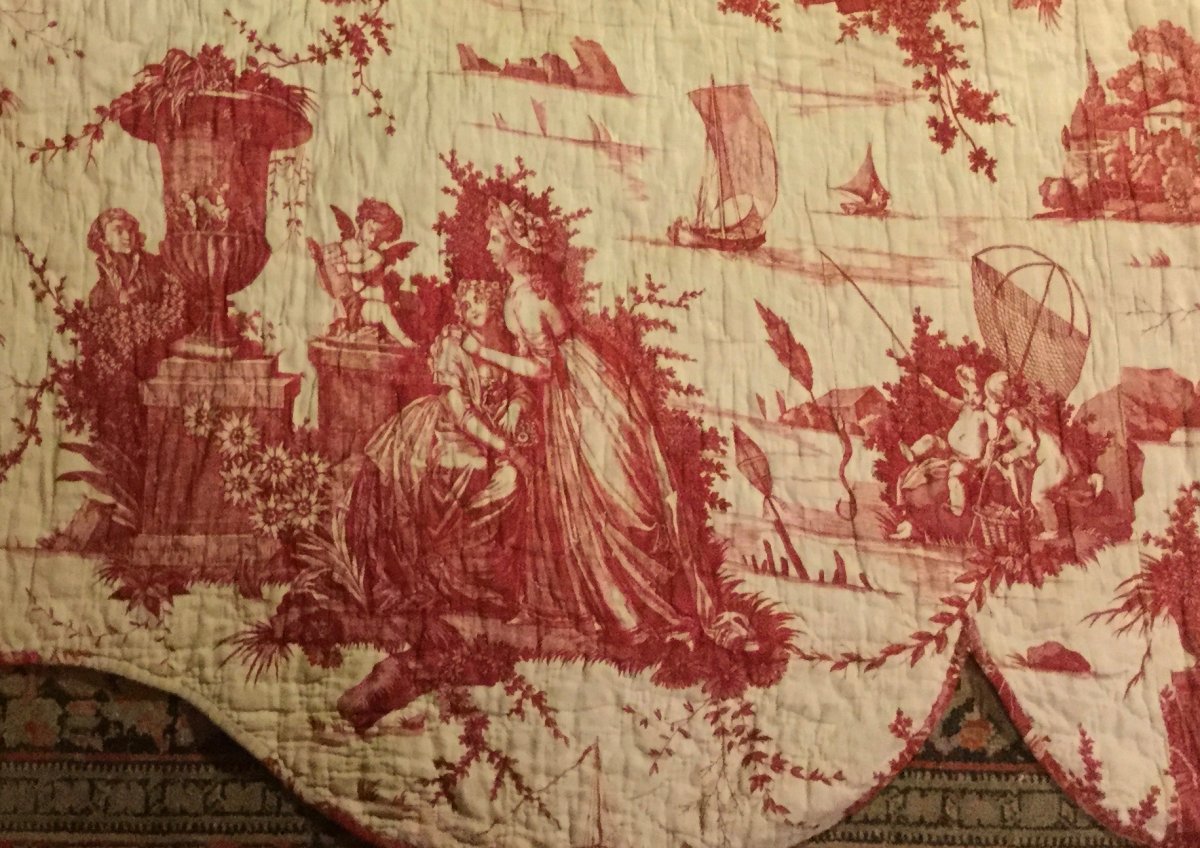 Linen Fabric, Printed In Nantes, 18th Century-photo-2