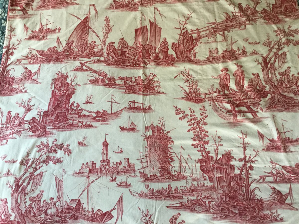 Toile De Jouy, "la Pêche", 20th Century.