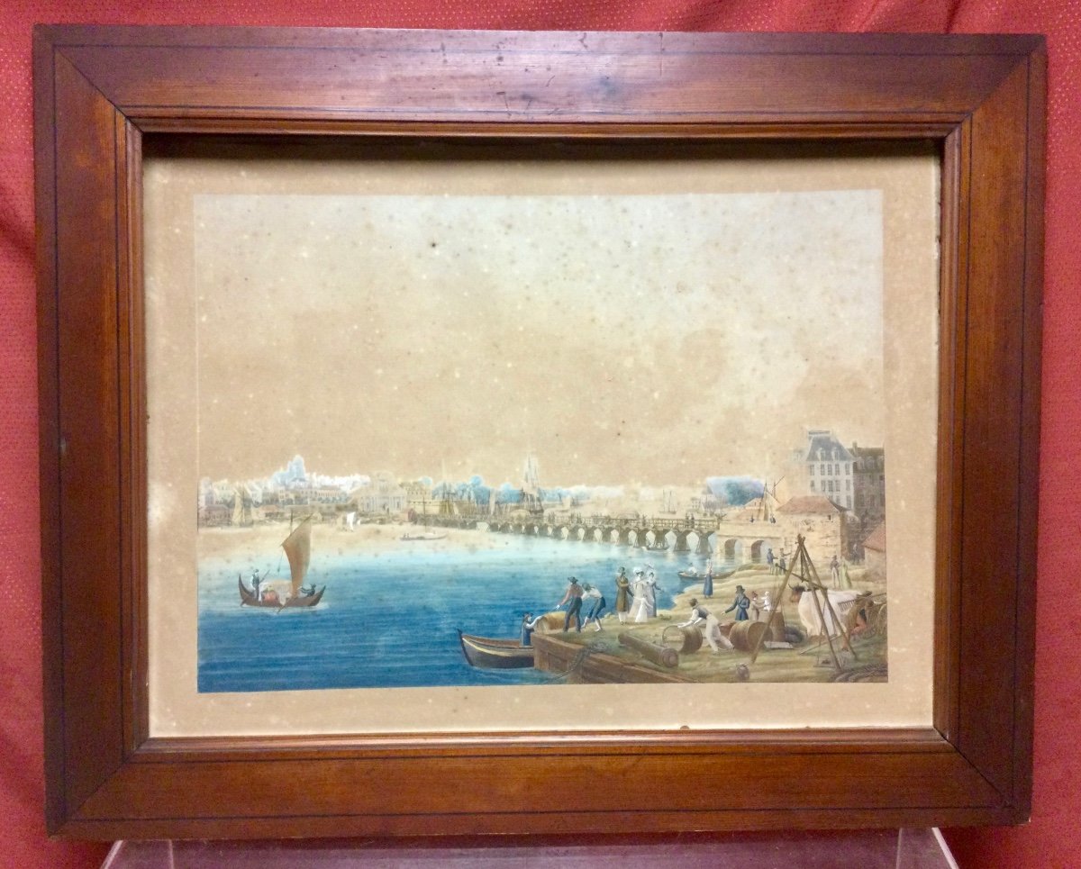 View Of Bayonne, Enhanced Engraving By Louis Garneray, 19th.-photo-2