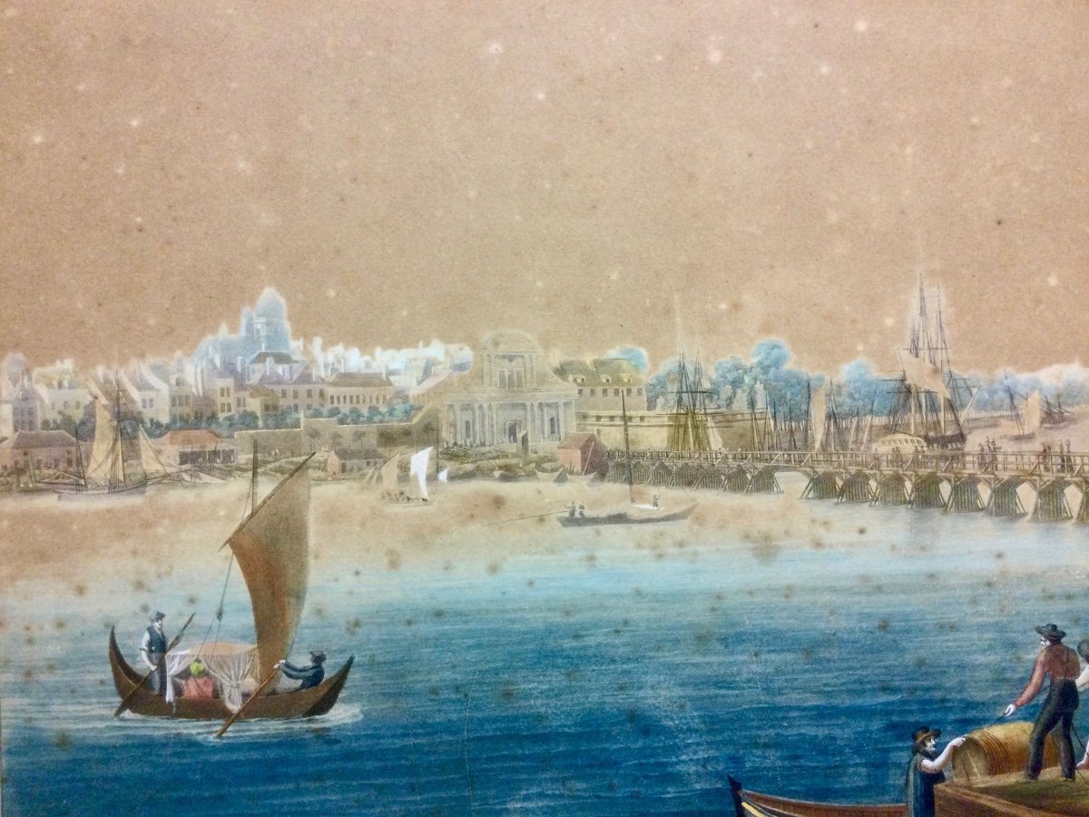 View Of Bayonne, Enhanced Engraving By Louis Garneray, 19th.-photo-3