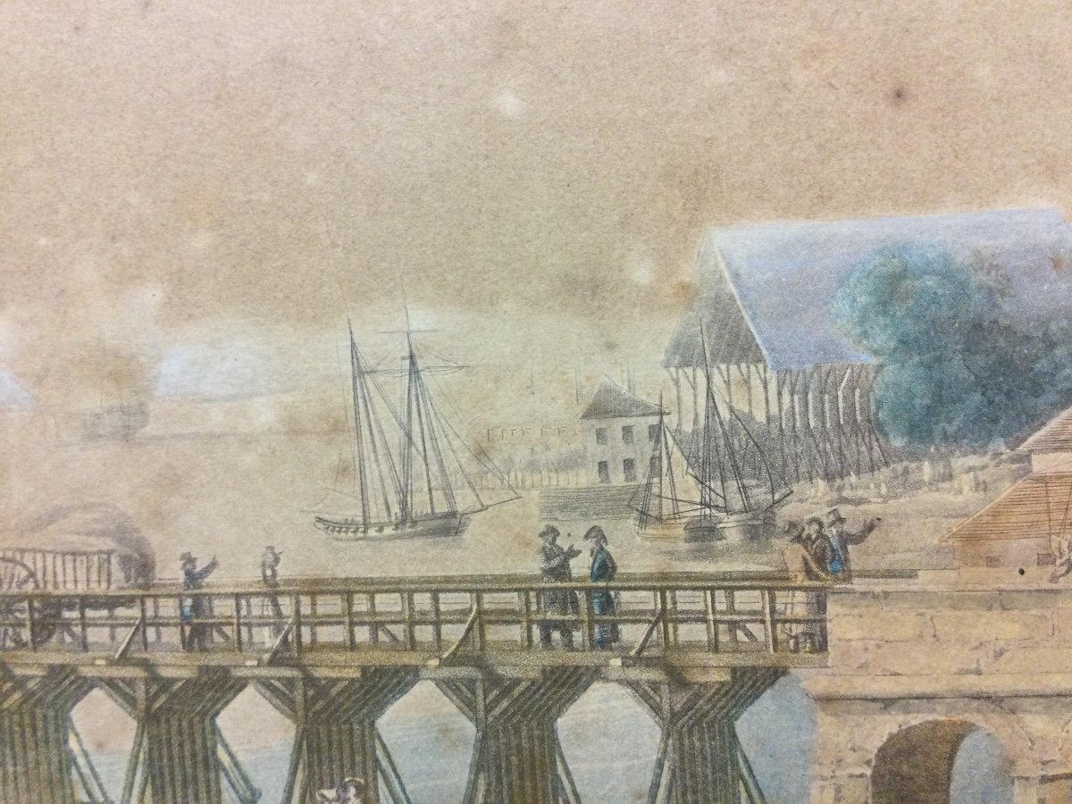View Of Bayonne, Enhanced Engraving By Louis Garneray, 19th.-photo-1