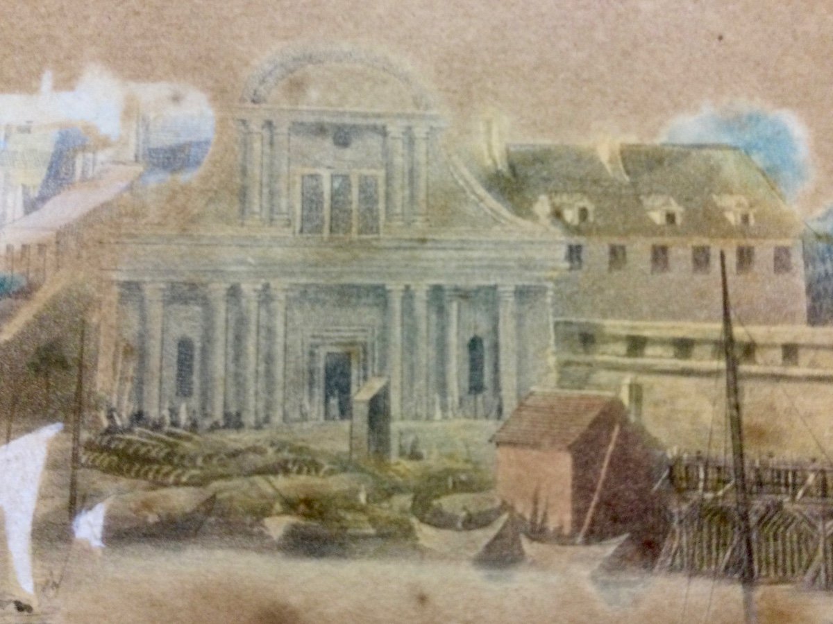 View Of Bayonne, Enhanced Engraving By Louis Garneray, 19th.-photo-2