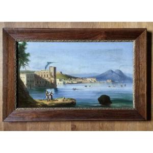 Vue du Vésuve, huile sur toile, 19ème siècle.