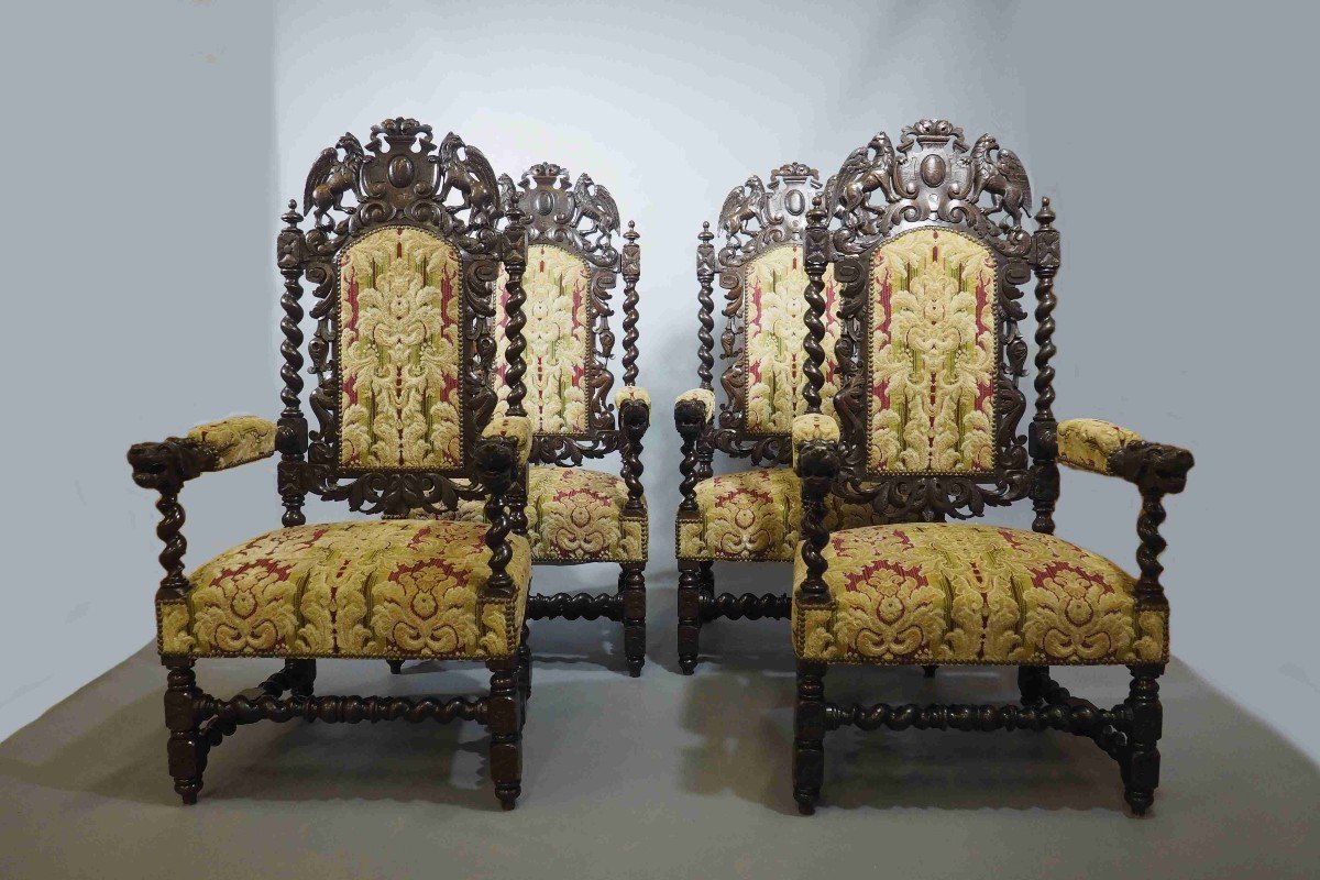 Ensemble canapé et 4 fauteuils d'apparat style Renaissance fin XIX-photo-2
