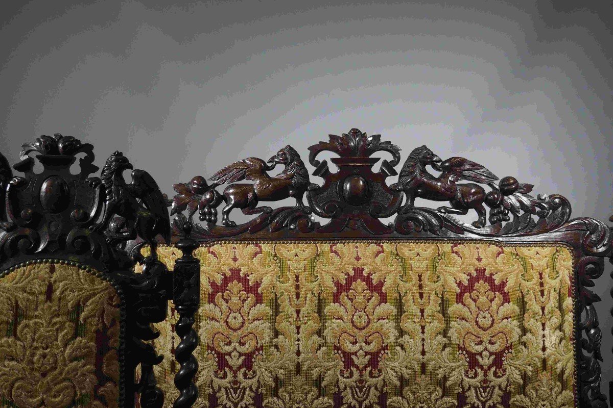 Ensemble canapé et 4 fauteuils d'apparat style Renaissance fin XIX-photo-8