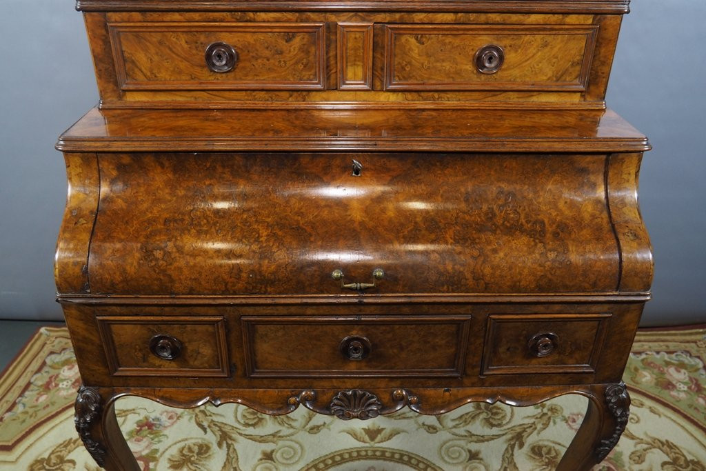 Bureau d’époque Napoléon III, XIX,  avec placage en ronce de noyer et tiroirs secrets-photo-2